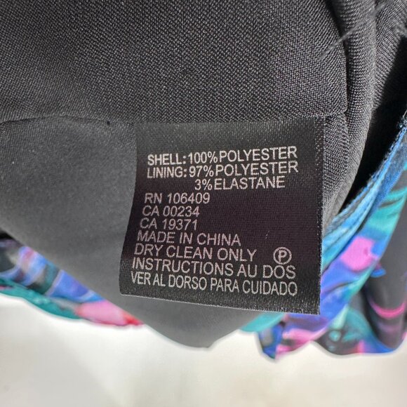 Tahari Abstract Floral Cocktail Dress 4 RuffleTrim Sleeveless Swing Black Pink - Picture 11 of 12